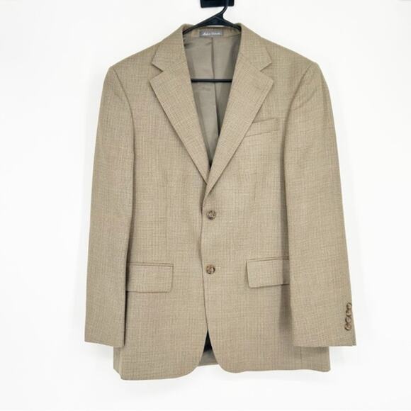 Oscar De La Renta Wool and Silk Tan Microcheck Blazer Size 38R - Picture 1 of 9